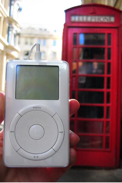 An iPod in Birmingham at a telephone box